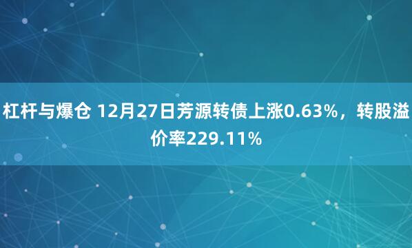 杠杆与爆仓 12月27日芳源转债上涨0.63%，转股溢价率229.11%